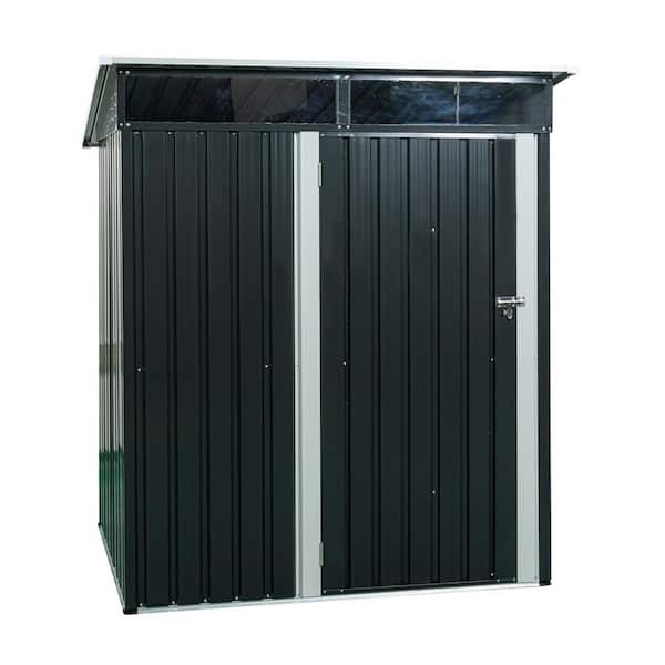 Toolhs, 5 ft. W x 3 ft. D, Outdoor Metal Storage Shed Transparent Plate, Black, 15 sq ft.
