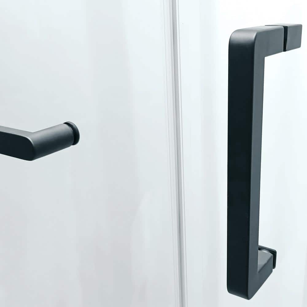 Matte Black Semi-Frameless Sliding Shower Door with Tempered Glass