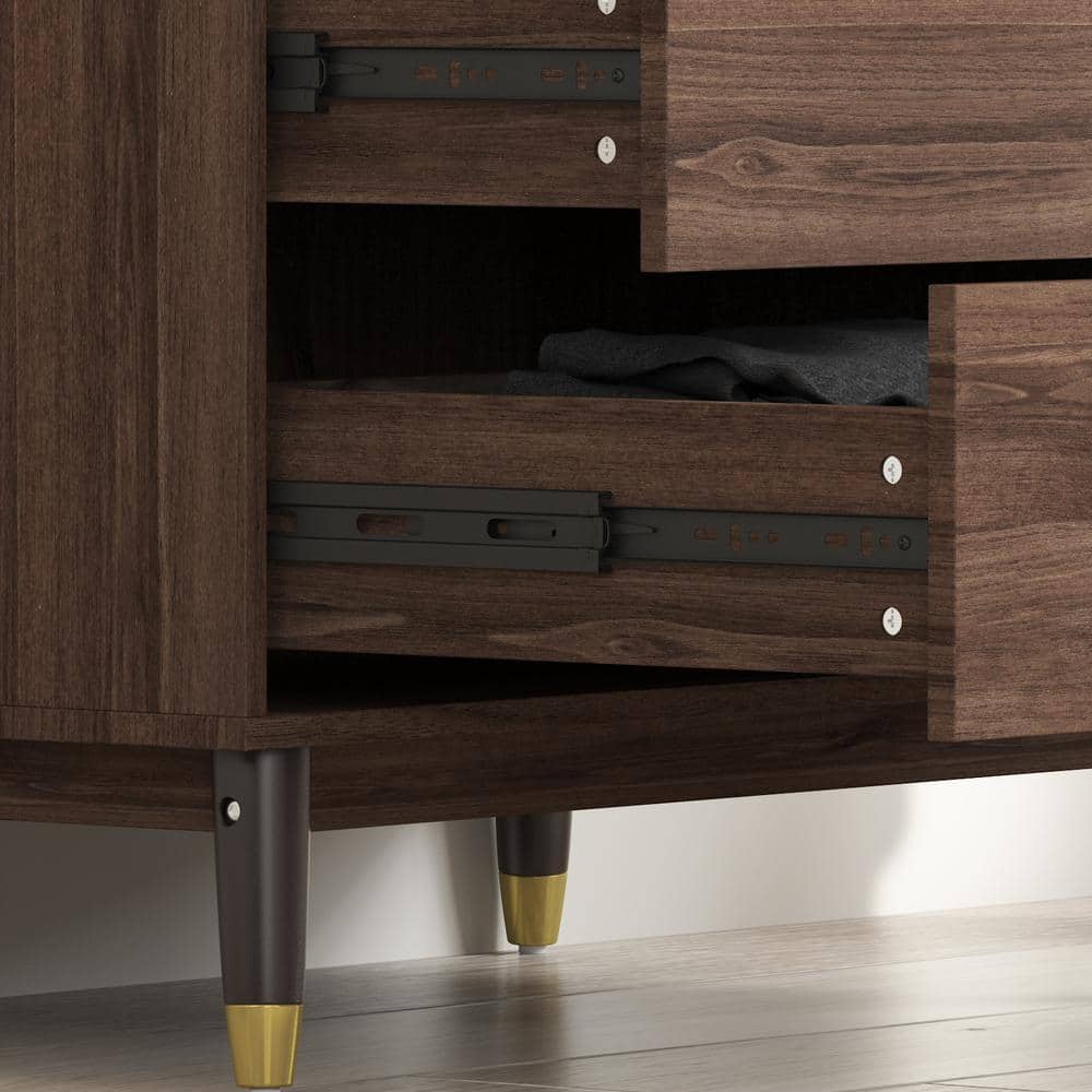 Brown Armoire with 2-Drawers, Hanging Rod and Gold Metal Handles (71.1 in. H x 19.1 in. W x 31.5 in. D) - thumbnail 8