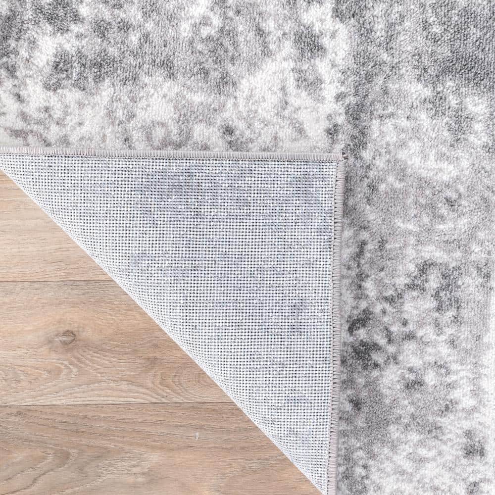 Gray Abstract 5' x 7' Stain-Resistant Synthetic Area Rug