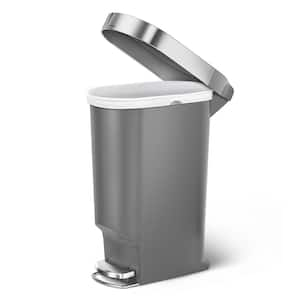 40 Liter Slim Kitchen Step Trash Can, Grey Plastic