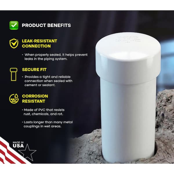 PLUMBFLEX 3 in. White Rigid PVC DWV Cap, Hub Connection End Cap