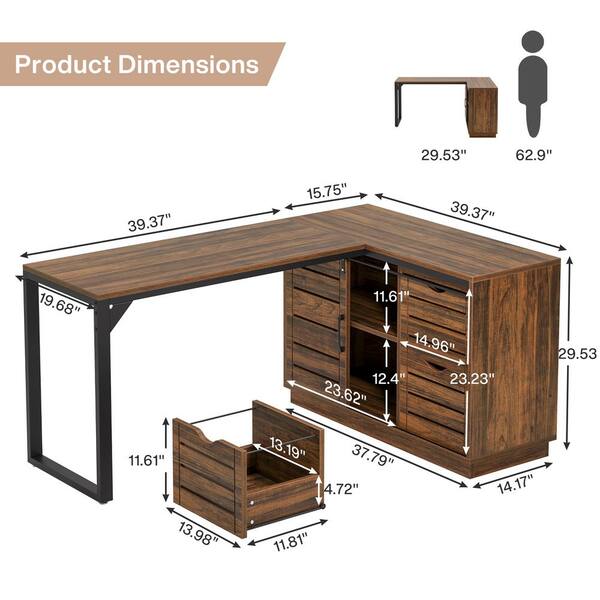 Have a question about BYBLIGHT 55 in. L-Shaped Brown Wood Computer