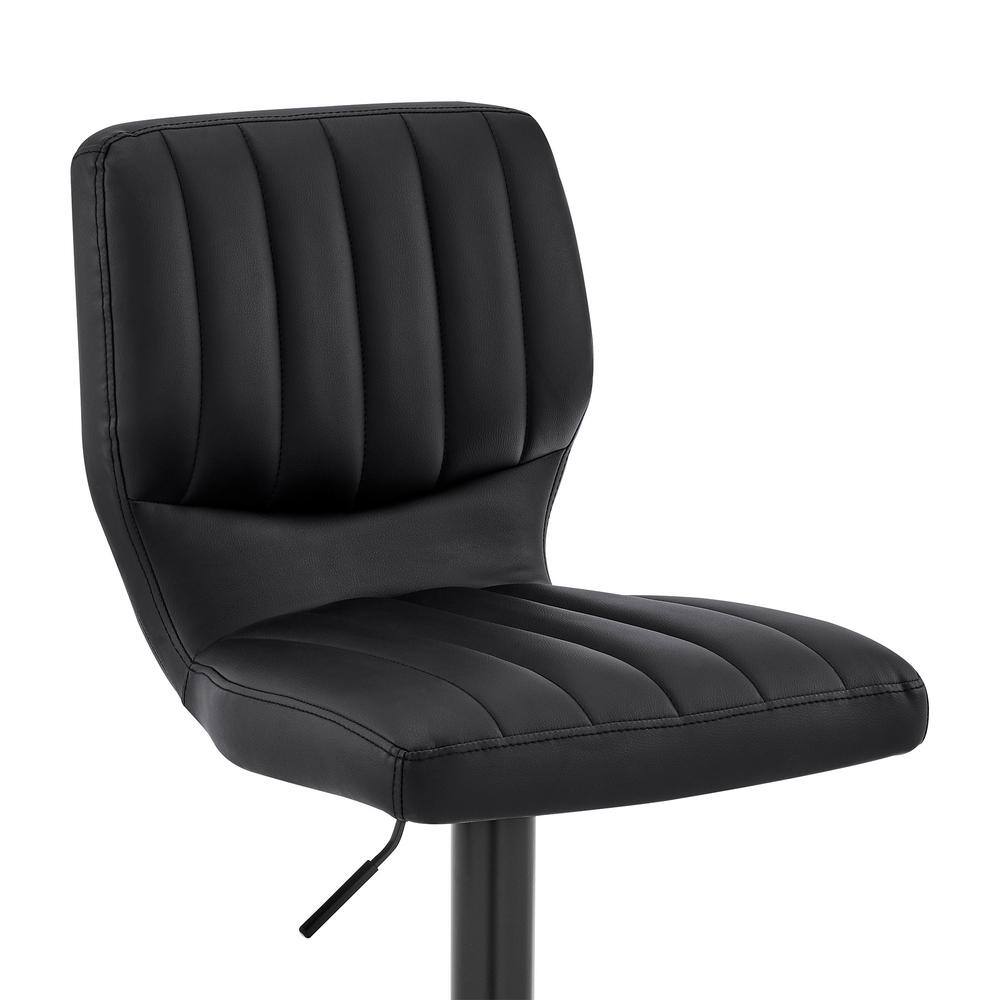Adjustable Black Metal and Leatherette Swivel Bar Stool