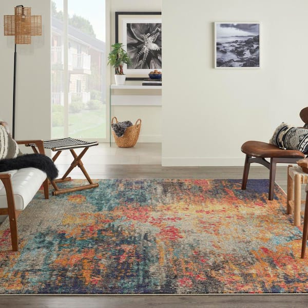 Celestial Multicolor 8 ft. x 11 ft. Abstract Bohemian Area Rug