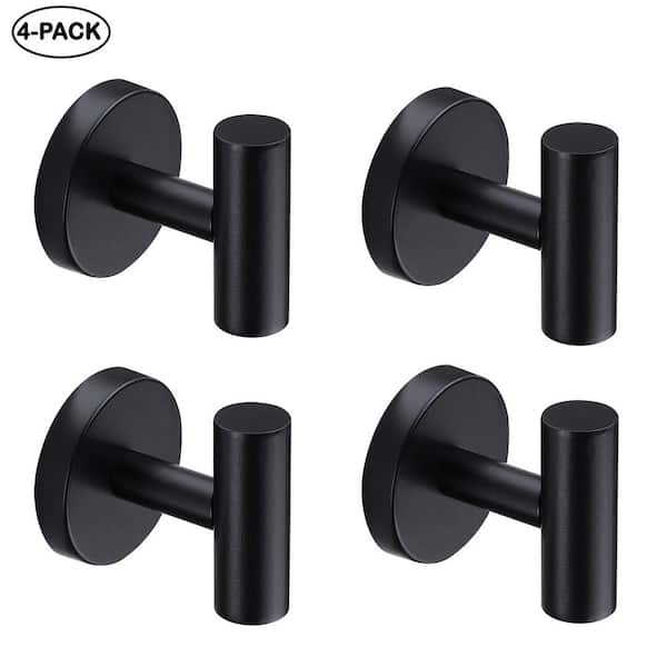 Knob Hooks Robe/Towel Hook 2.25 in Matte Black 4-Pack