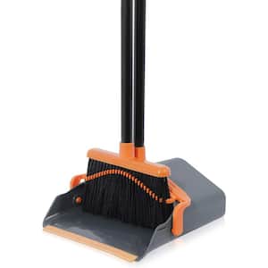 Organizeme Rubber Push Broom with Dust Pan Kit Aqua SNBS350002 - The Home  Depot