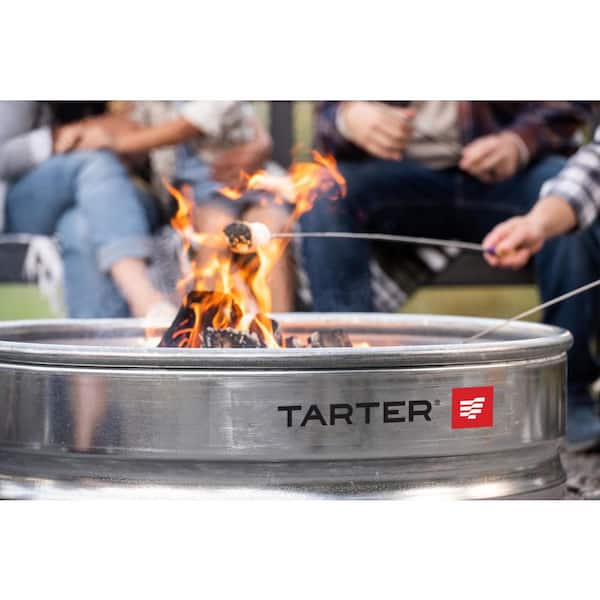 TARTER 36 in. Galvanized Steel Outdoor Fire Pit with reinforced