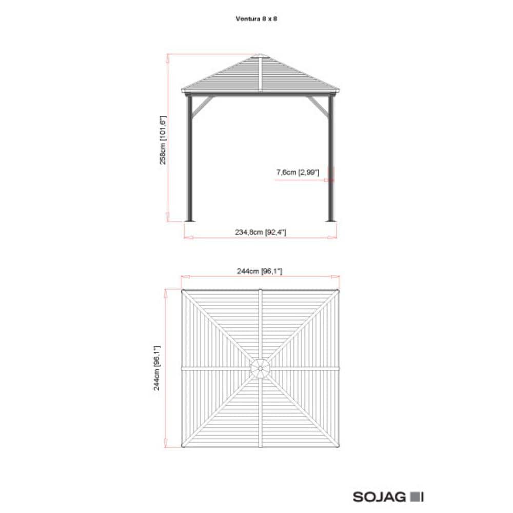 Ventura 8 ft. x 8 ft. Galvanized Steel Gazebo