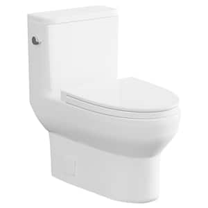 Denali 1-Piece 1.28 GPF Dual Flush Elongated Toilet in White