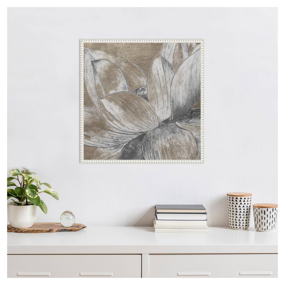Beaded Framed Lotus Blossom Canvas Wall Art 22 x 22-in