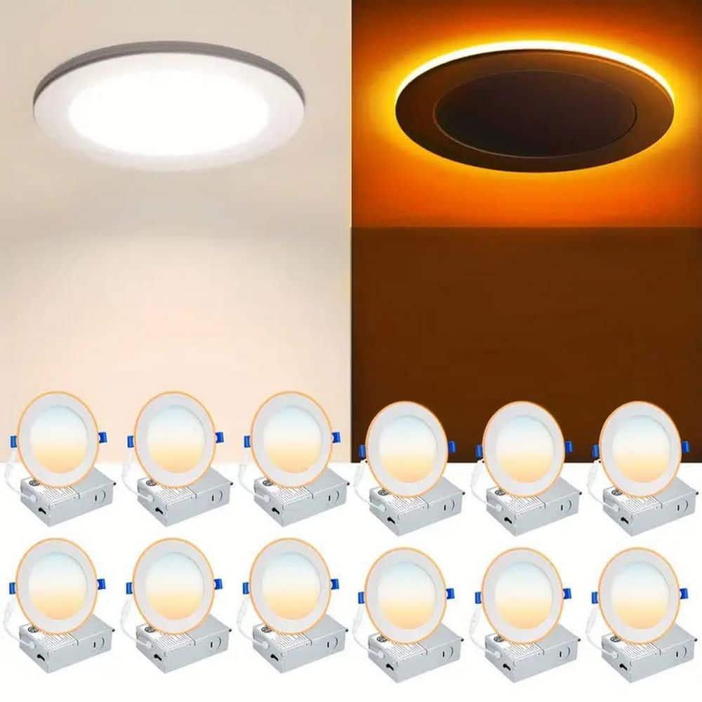 TJOY 12-Pack 6 in. 5CCT LED Recessed Ceiling Light with Night
