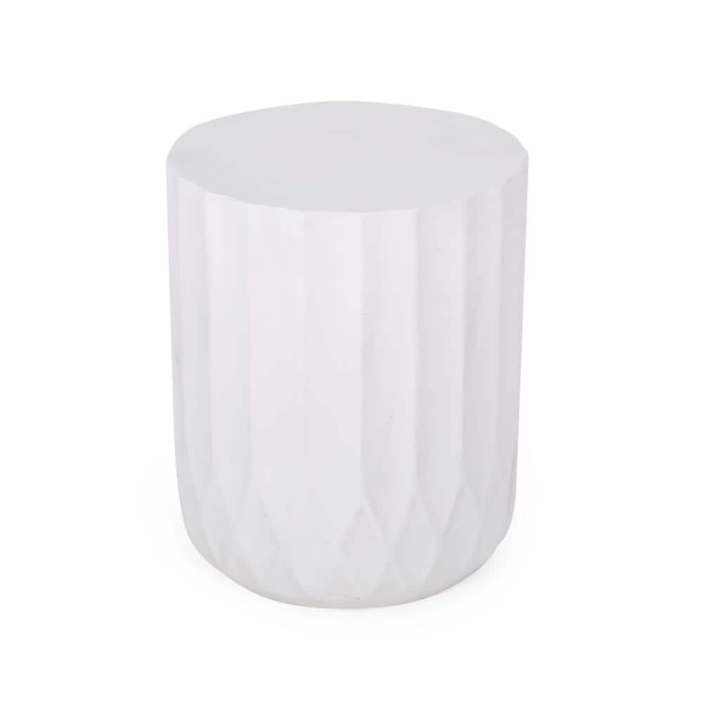 15 in. W x 18.5 in. H Antique White Scalloped Edge Lightweight Concrete No-Assembly Indoor Outdoor Side End Table price history on PriceWatchPro