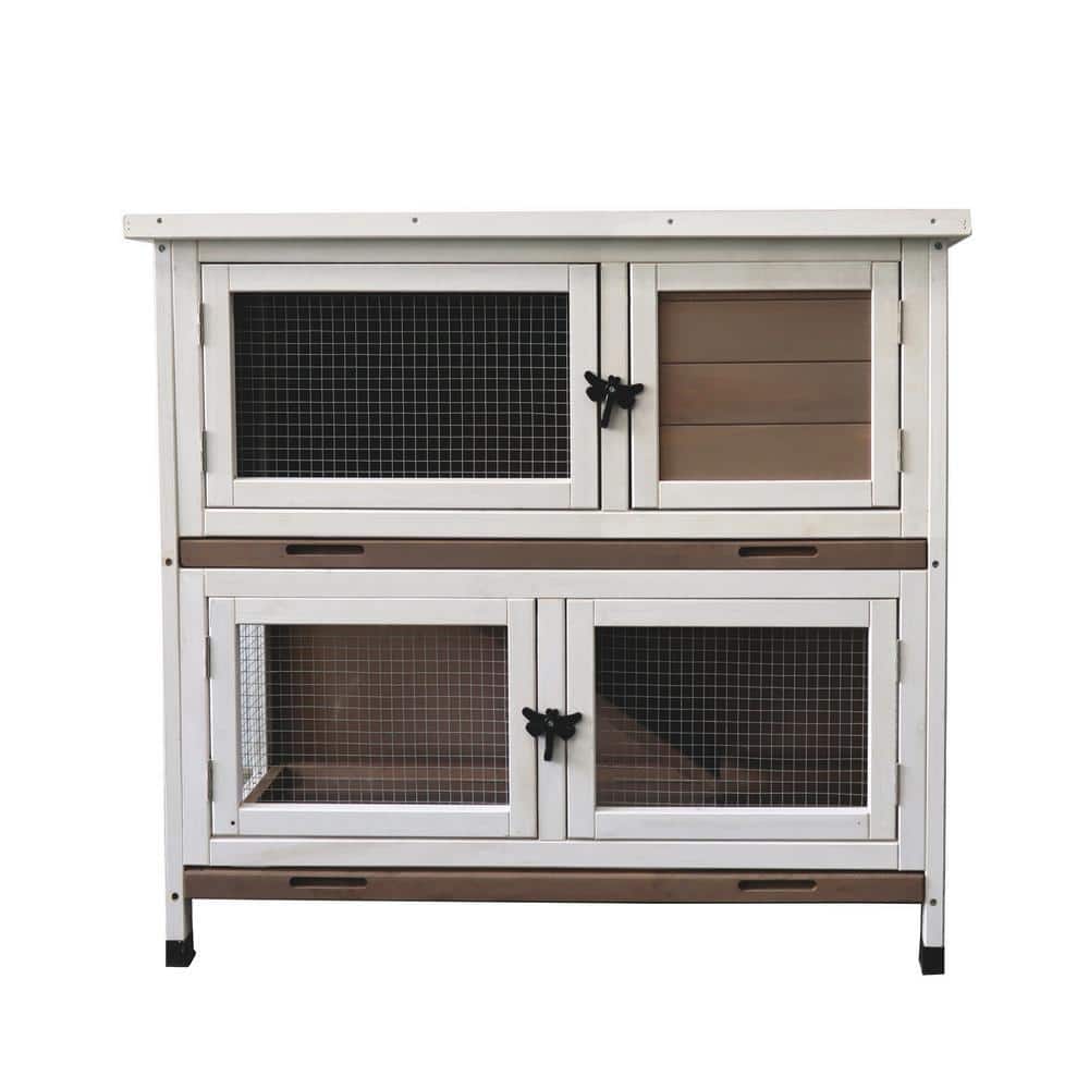 Foobrues Double rabbit cage with climbing ladder and tray for small ...