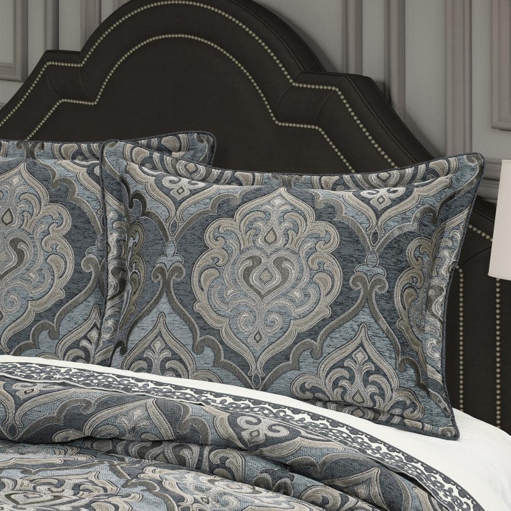 Powder Blue Microfiber Queen Comforter Set with Shams and Bedskirt