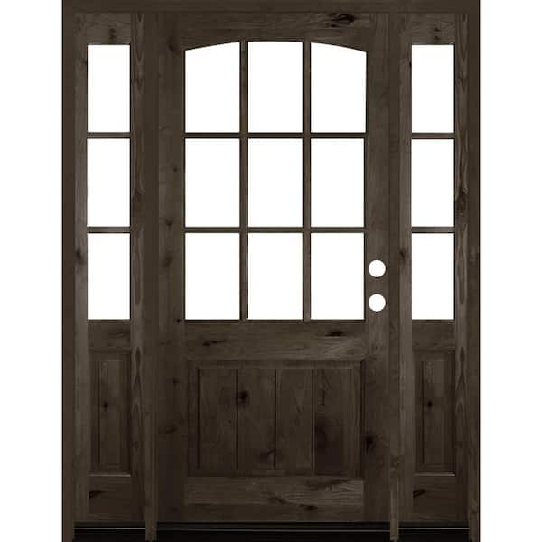 Krosswood Doors 72 in. x 80 in. Craftsman Knotty Alder 9-Lite Clear Glass  Unfinished Wood Right Active Inswing Double Prehung Front Door