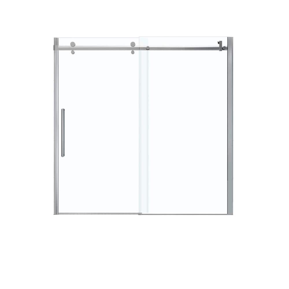 Halo 59" Frameless Clear Glass Sliding Tub Door in Chrome