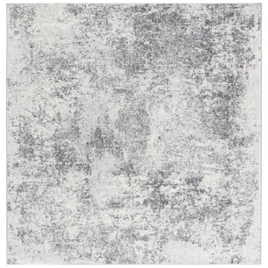 Tulum Ivory/Gray Doormat 3 ft. x 3 ft. Square Distressed Rustic Area Rug