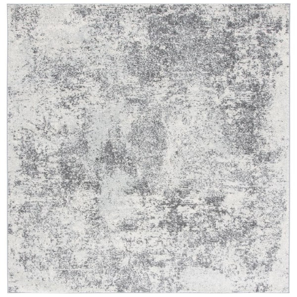 SAFAVIEH Tulum Ivory/Gray 3 ft. x 3 ft. Square Distressed Rustic Area Rug