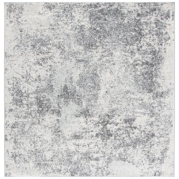 SAFAVIEH Tulum Ivory/Gray 7 ft. x 7 ft. Square Distressed Rustic Area Rug