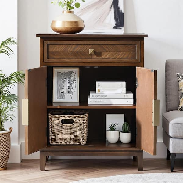 Retro Brown 1-Drawer 14 in. W Dresser with 2-Doors