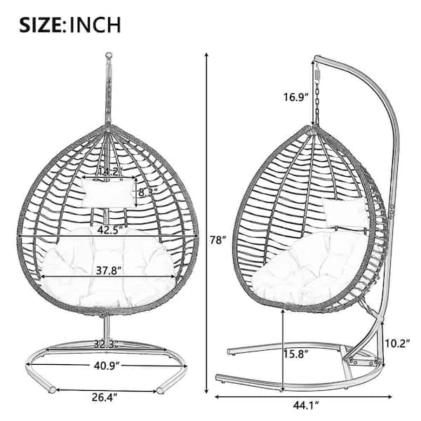 Brown Wicker Foldable Outdoor Rattan Egg Chair Patio Swing Chair