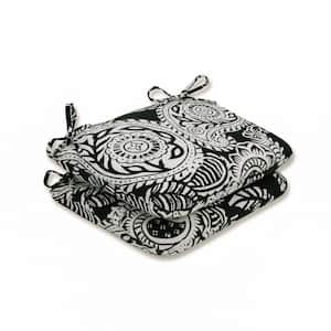 Paisley 18.5 in. x 15.5 in., 2-Piece Outdoor Dining Chair Cushion Black/Ivory Addie