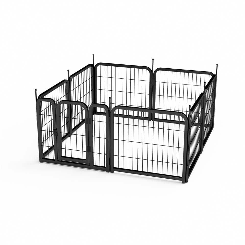 Dog Playpen, 24 in. H 8-Panels Fence Indoor Outdoor Heavy-Duty Metal Foldab