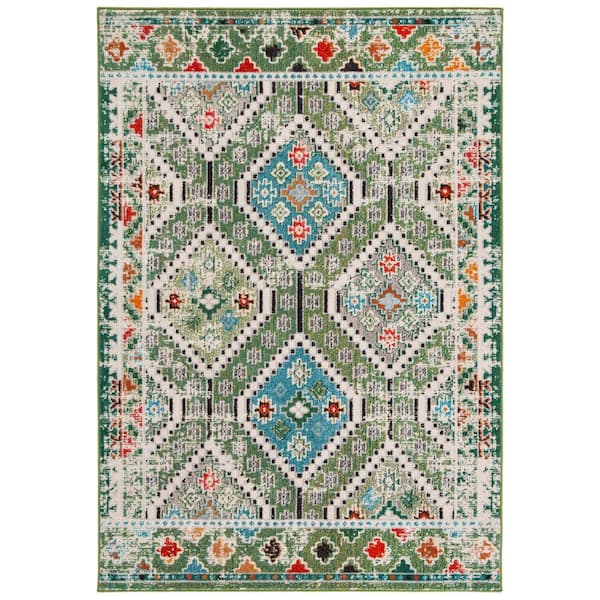 SAFAVIEH Madison Green/Beige 8 ft. x 10 ft. Geometric Medallion Area Rug