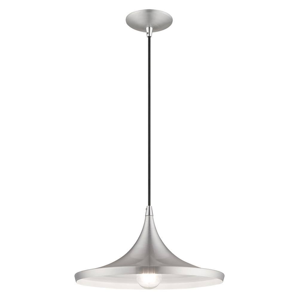 Contemporary Mini Pendant Light in Brushed Aluminum with White Interior