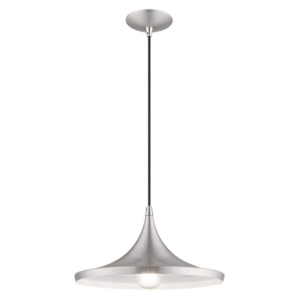 Contemporary Mini Pendant Light in Brushed Aluminum with White Interior