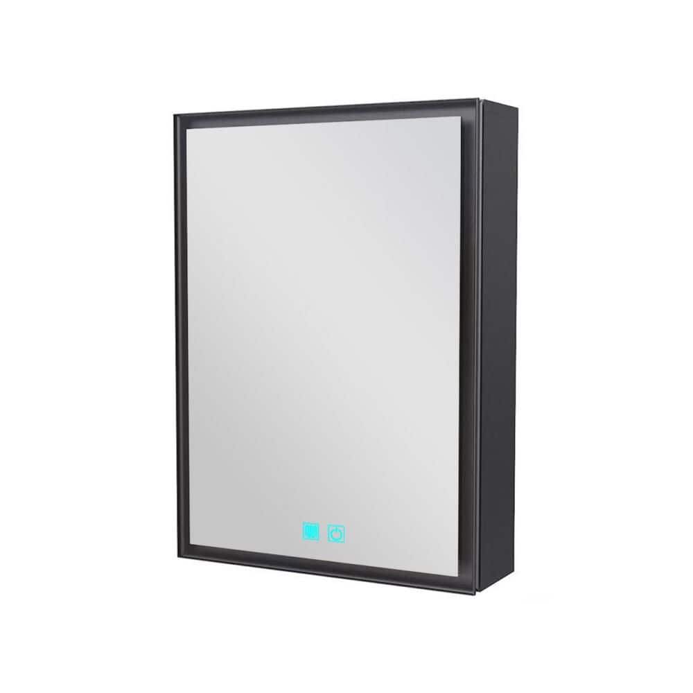 16 in. W x 22 in. H Black Rectangular LED Bathroom Medicine Cabinet with Mirror,Single Color White Light,Anti-Fogging price history on PriceWatchPro