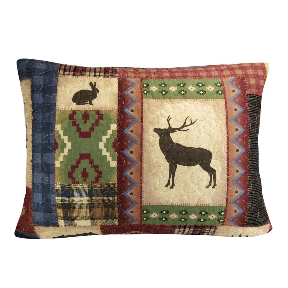 King Reversible Brown Microfiber Quilt Set with Wildlife Motifs