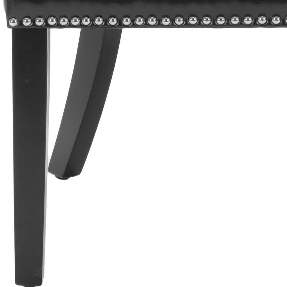 Transitional Black Leather Upholstered Parsons Side Chair