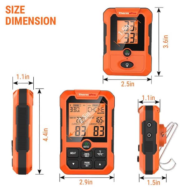 Wireless Meat Thermometer, Accurate Fast Read Digital Grill Thermometer  with Dual Probes Temperature & Time Alarm, 328FT range