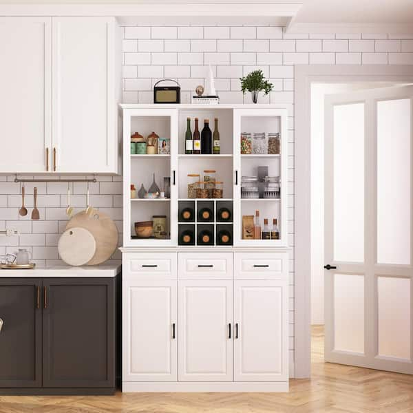 FUFU&GAGA 6-door Kitchen Pantry Cabinet Storage Hutch with Microwave Stand  in the Dining & Kitchen Storage department at