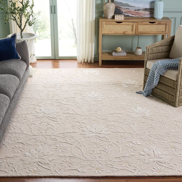 Glamour 8 ft. x 10 ft. Ivory Ornate Geometric Floral Area Rug