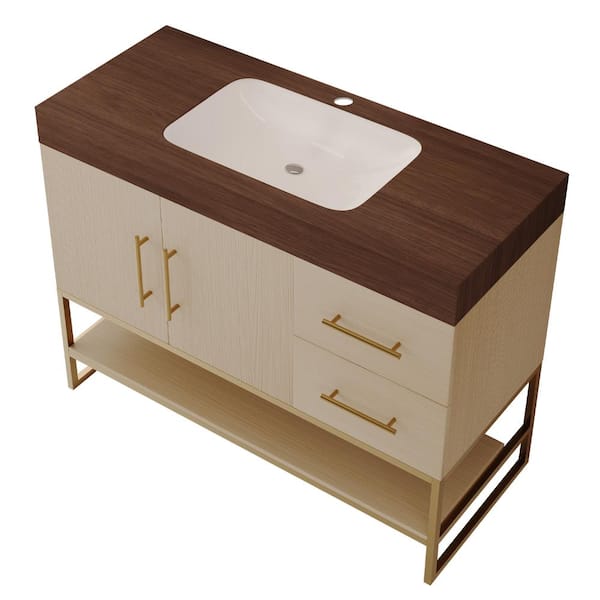 Ziyudura 36 in. Single Sink Floating Rough Oak Bath Vanity with