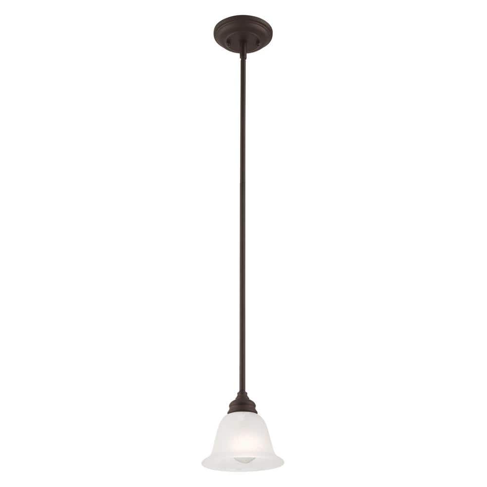 Essex Traditional Bronze Mini Pendant with Alabaster Glass Shade