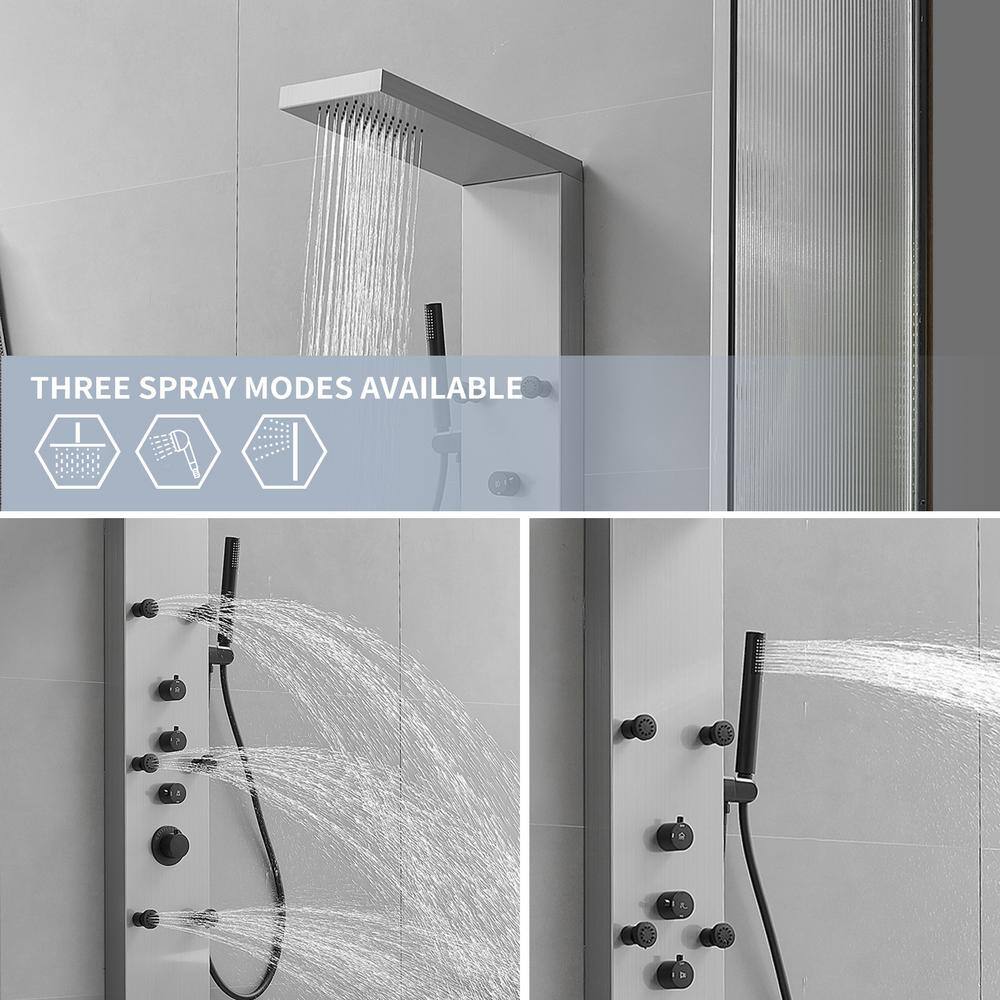 Black Nickel Multi-Function Rainfall Shower Panel System with Body Jets