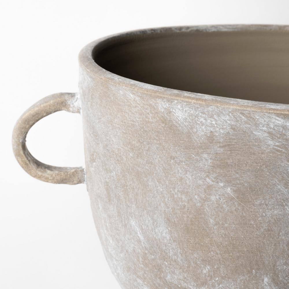 Rustic Brown Ceramic Decorative Table Vase with Handles