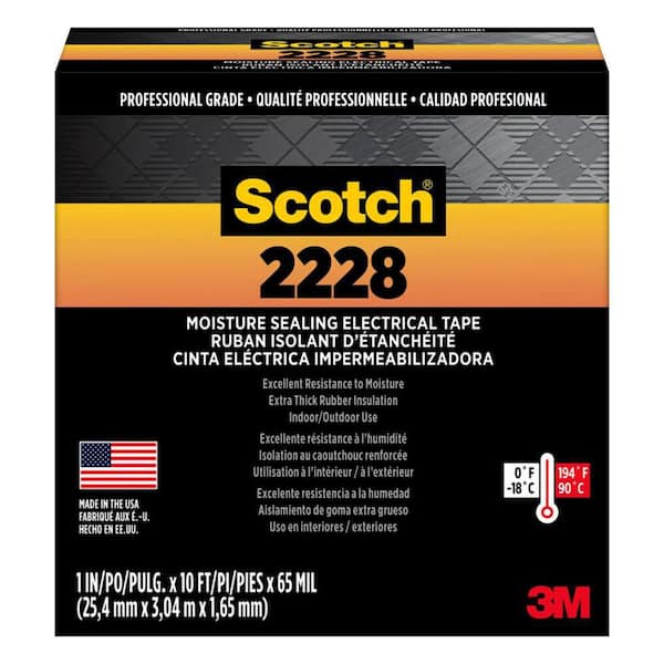 Scotch 1 in. x 10 ft. x 0.065 in. 2228 Rubber Mastic Electrical Tape, Black