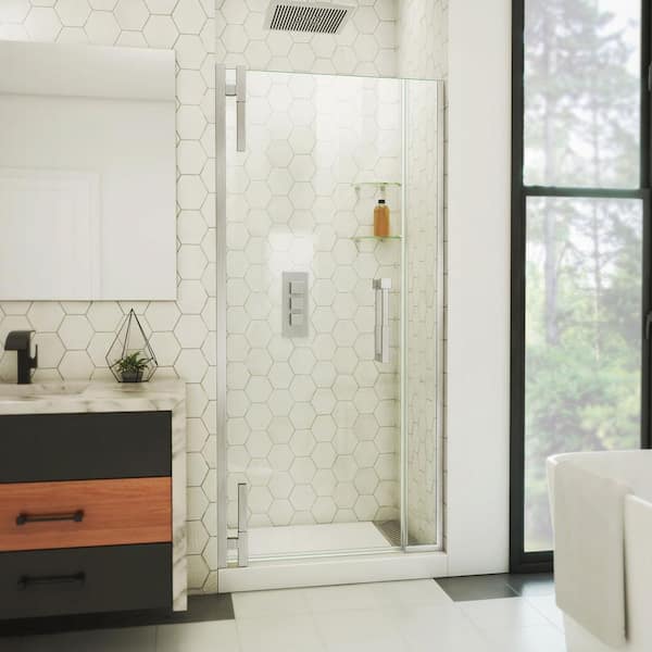 DreamLine Ascend 33 in. W x 72 in. H Pivot Frameless Shower Door in Brushed Nickel
