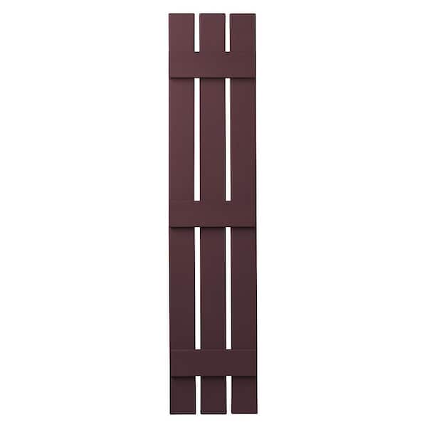 Ply Gem 12 in. x 67 in. Polypropylene 3-Board Open Board and Batten Shutters Pair in Vineyard Red