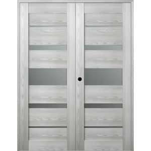 Vona 07-03 64 in.x 80 in. Right Hand Active 5-Lite Frosted Glass Ribeira Ash Wood Composite Double Prehung French Door