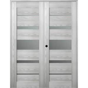 Vona 07-03 60 in.x 80 in. Right Hand Active 5-Lite Frosted Glass Ribeira Ash Wood Composite Double Prehung French Door