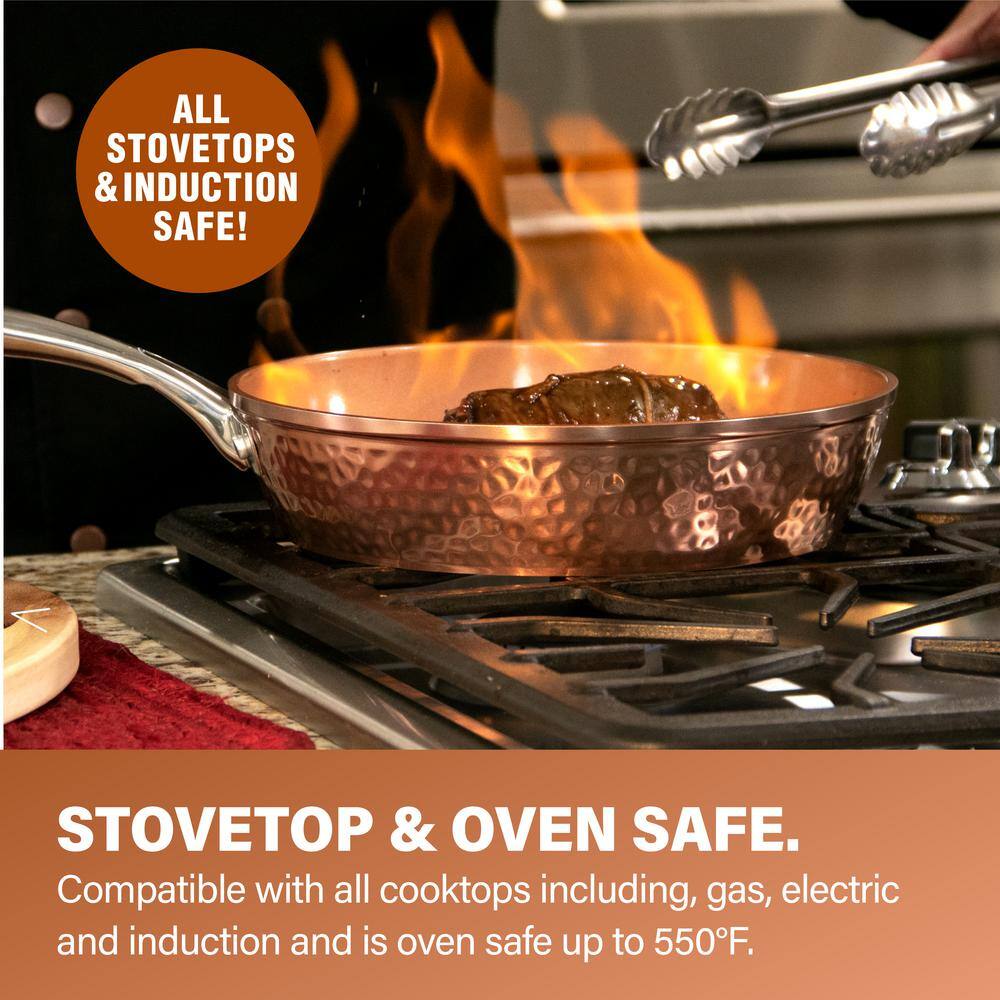 Hammered Copper 20-Piece Nonstick Aluminum Cookware and Bakeware Set