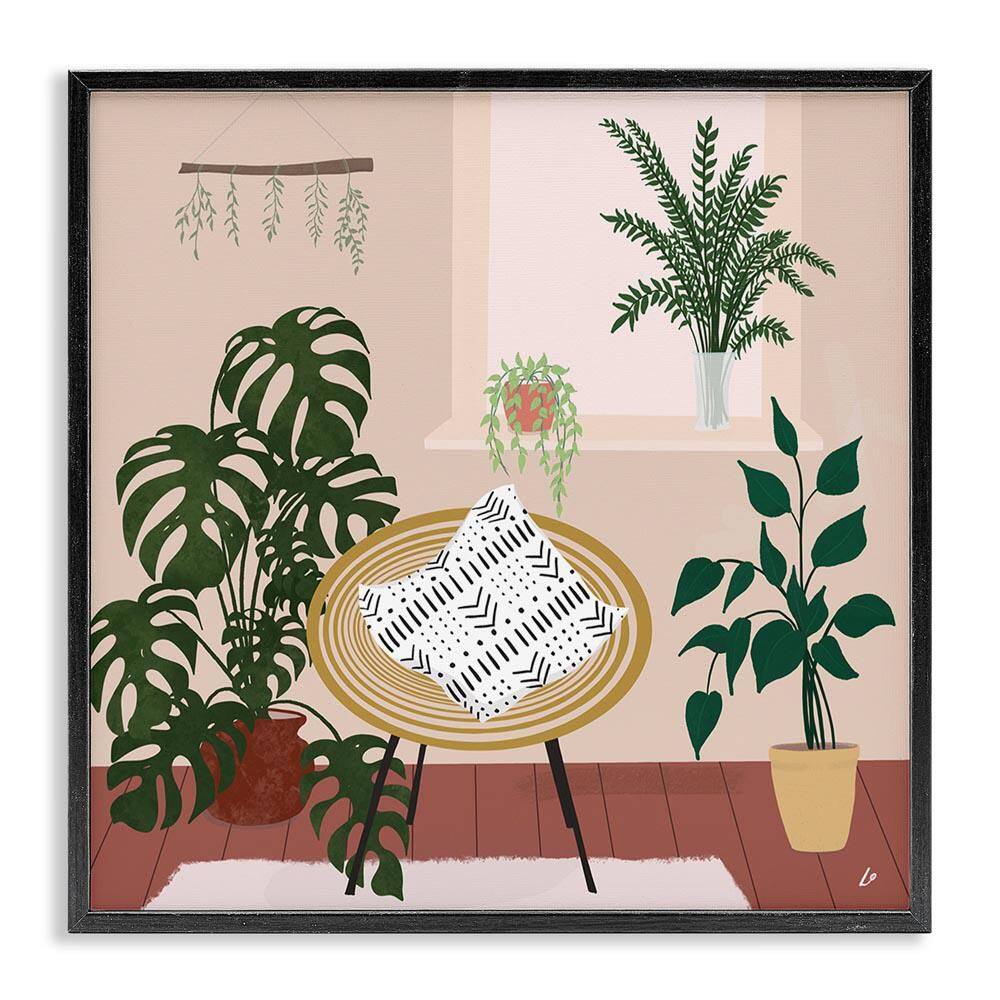 Plant Filled Boho Space by Lydia Orange Black Framed Home Giclee Art Print 12 in. x 12 in. price history on PriceWatchPro