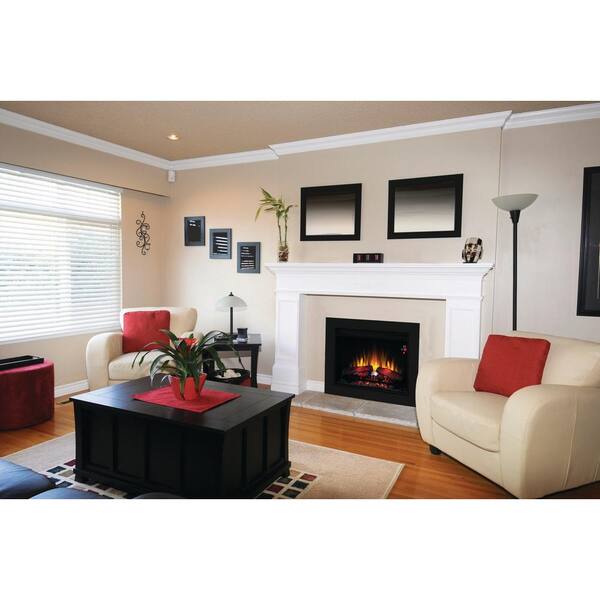 Unbranded 26 in. Electric Fireplace Insert with Flush-Mount Trim Kit