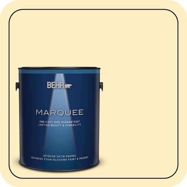 BEHR MARQUEE 1 gal. #380A-2 Moonlit Yellow Satin Enamel Interior Paint & Primer